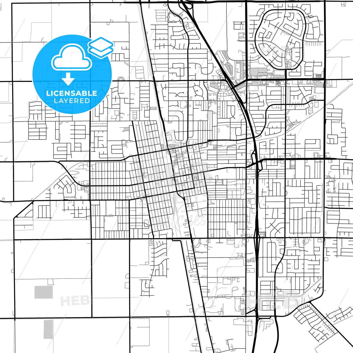 Layered PDF map of Tulare, California, United States