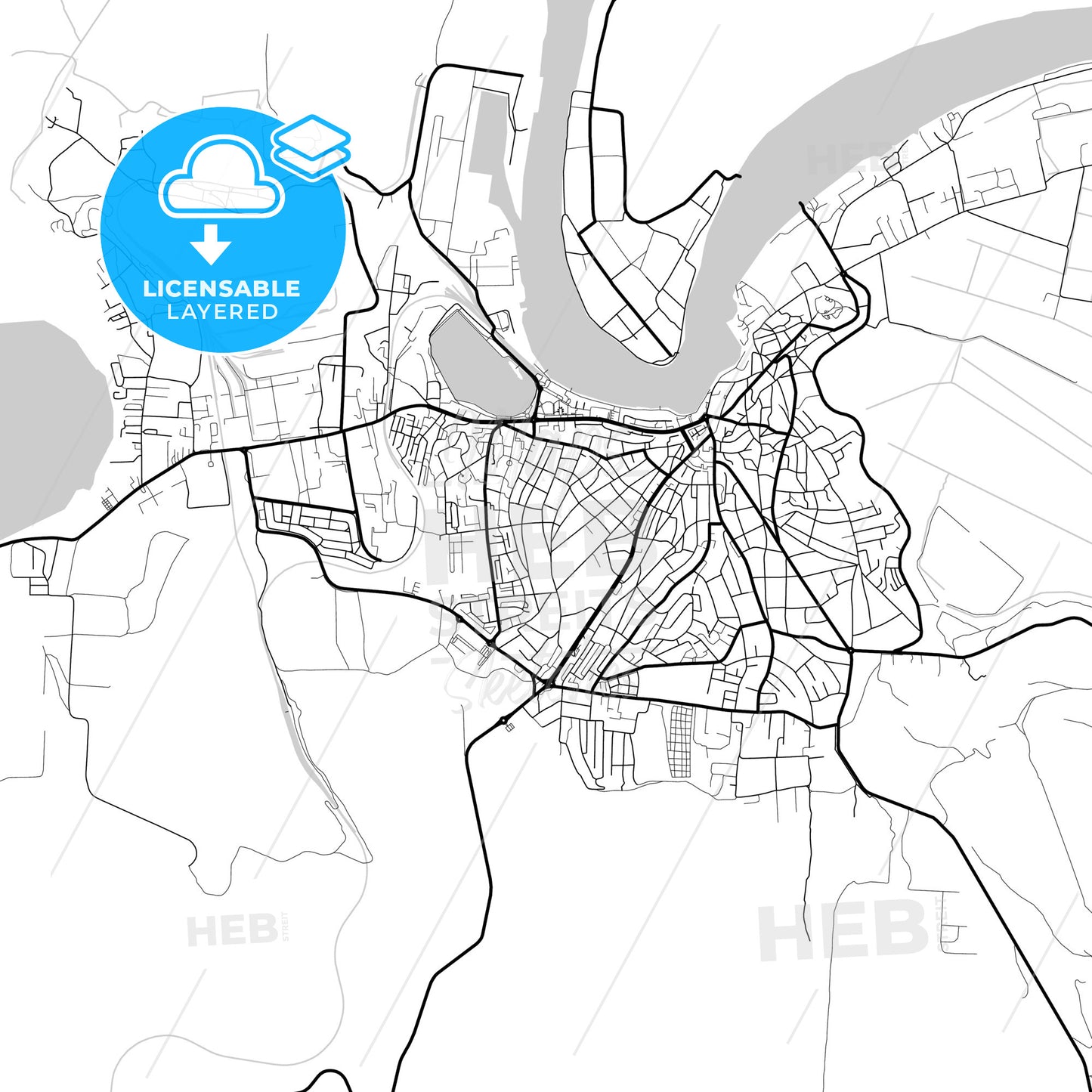 Layered PDF map of Tulcea, Tulcea, Romania