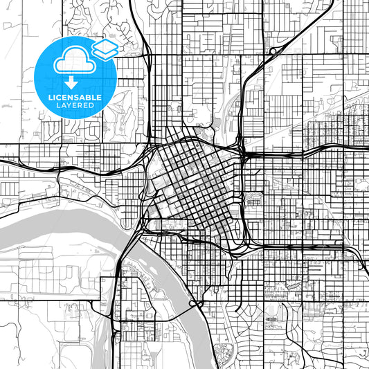 Layered PDF map of Tulsa, Oklahoma, United States