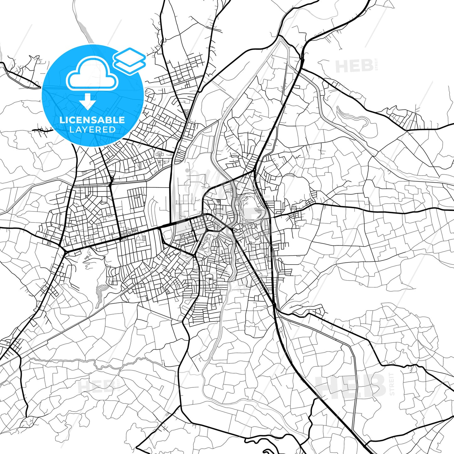 Layered PDF map of Turhal, Tokat, Turkey