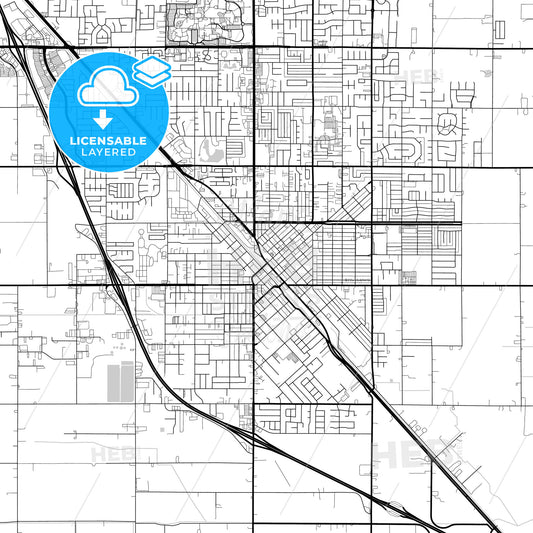 Layered PDF map of Turlock, California, United States