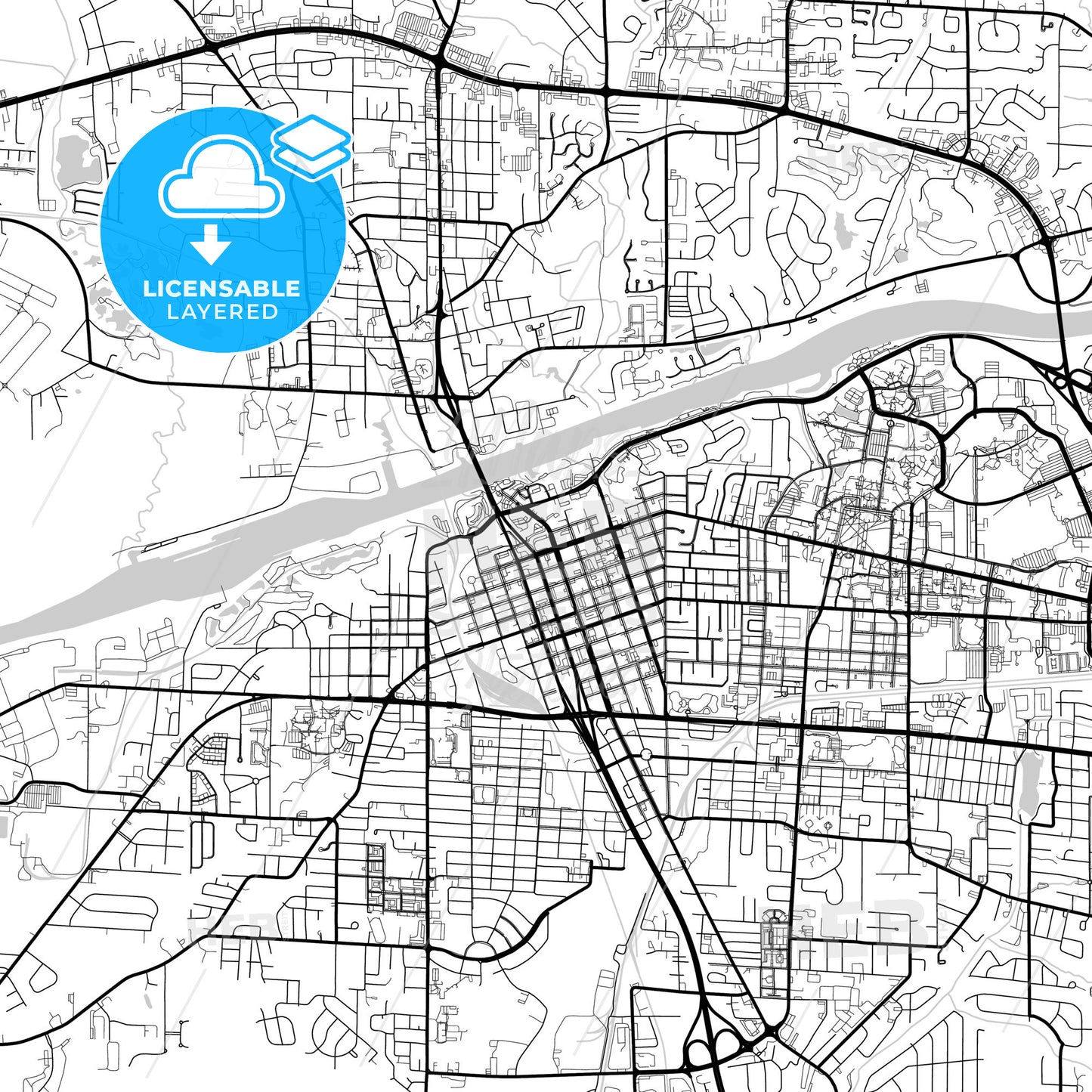 Layered PDF map of Tuscaloosa, Alabama, United States