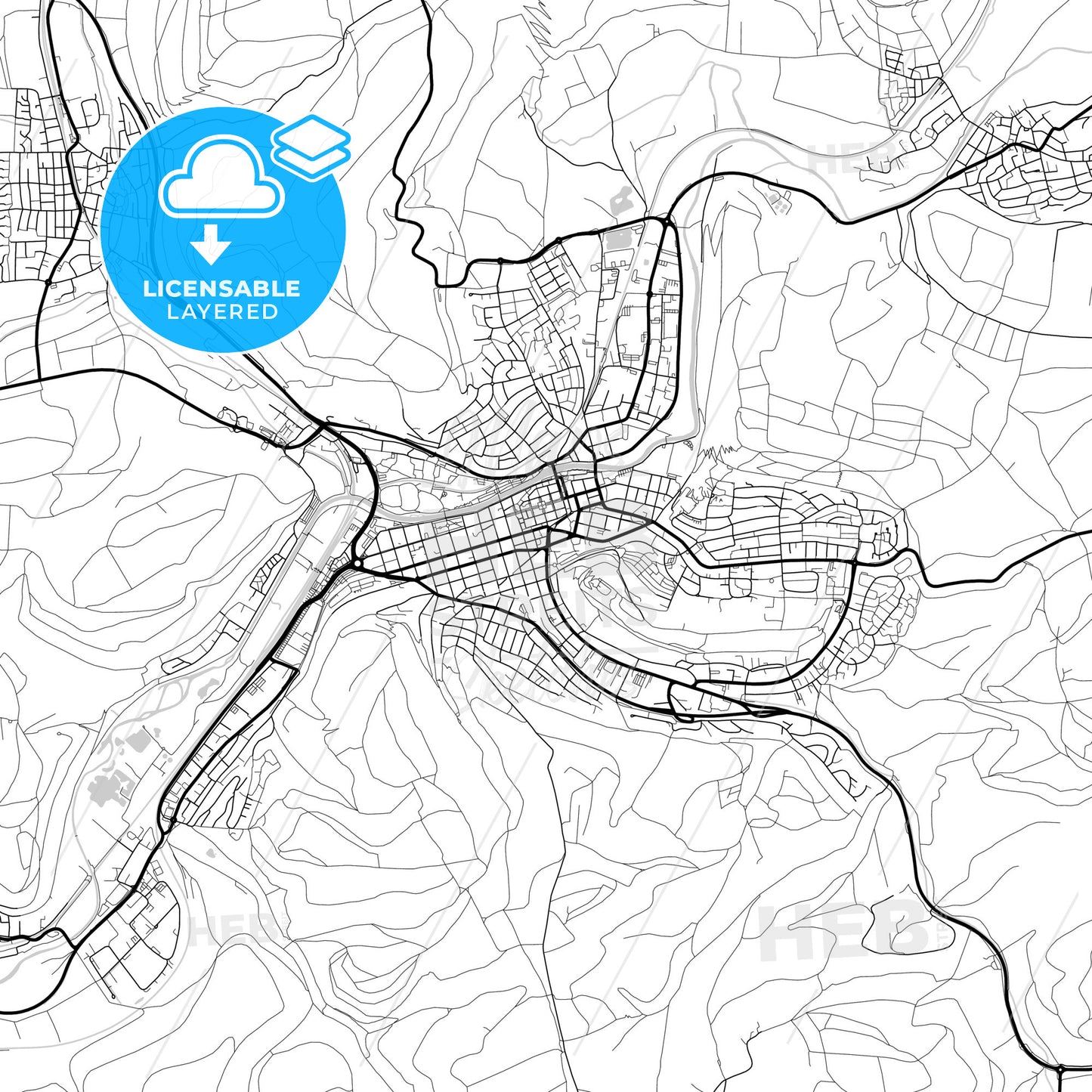 Layered PDF map of Tuttlingen, Baden-Wuerttemberg, Germany