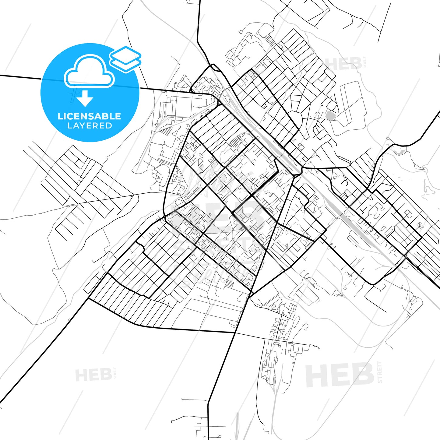 Layered PDF map of Tuymazy, Republic of Bashkortostan, Russia