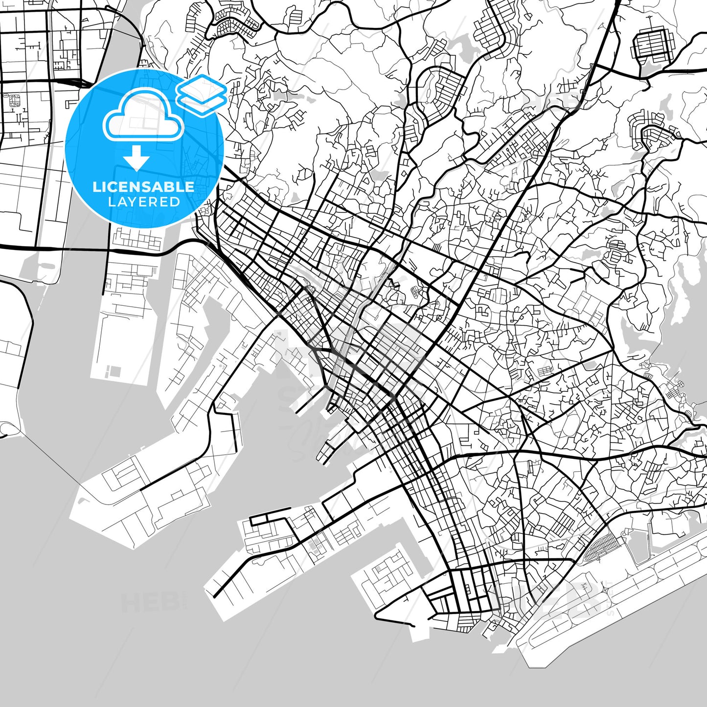 Layered PDF map of Ube, Yamaguchi, Japan