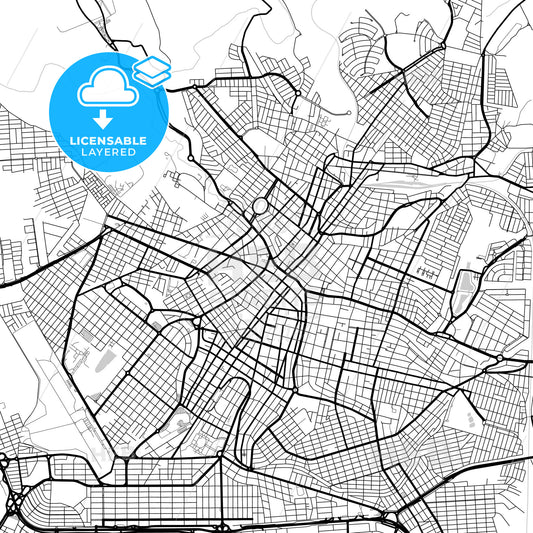 Layered PDF map of Uberaba, Brazil