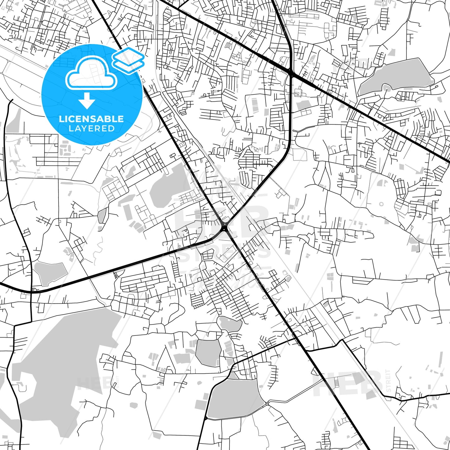 Layered PDF map of Udon Thani, Udon Thani, Thailand