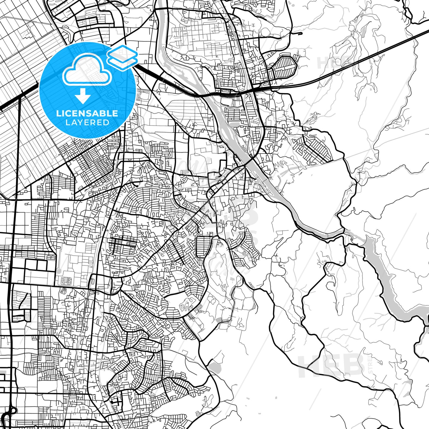 Layered PDF map of Uji, Kyoto, Japan