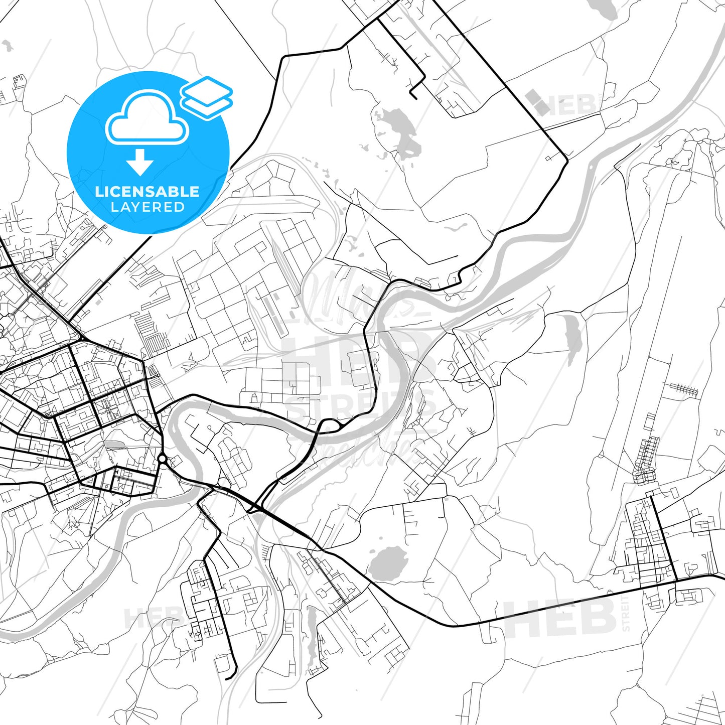 Layered PDF map of Ukhta, Komi Republic, Russia