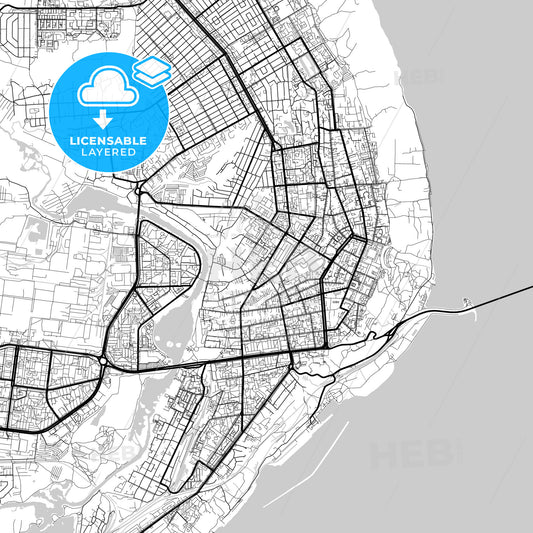 Layered PDF map of Ulyanovsk, Ulyanovsk Oblast, Russia