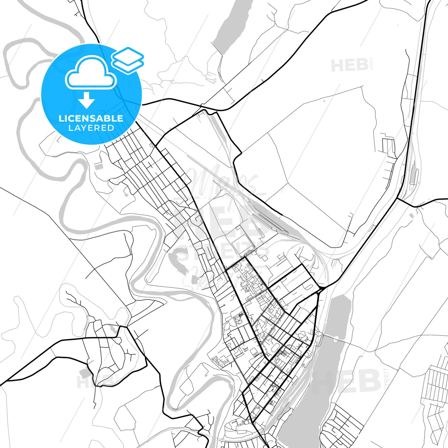 Layered PDF map of Ungheni, Ungheni district, Moldova