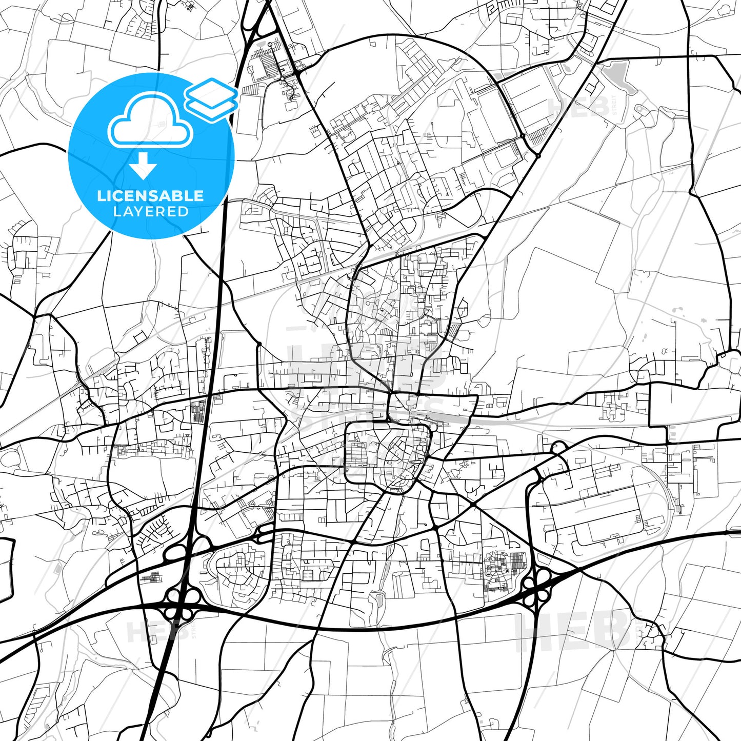 Layered PDF map of Unna, North Rhine-Westphalia, Germany