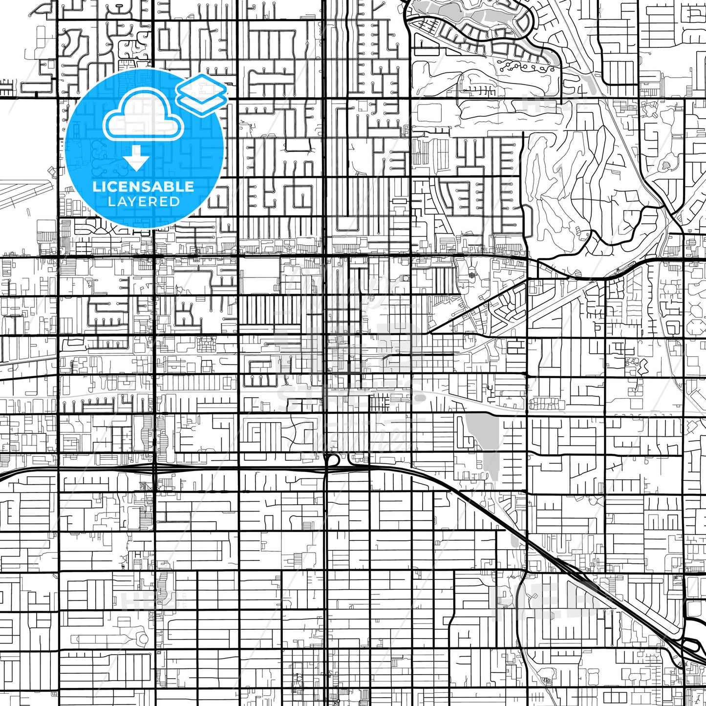 Layered PDF map of Upland, California, United States