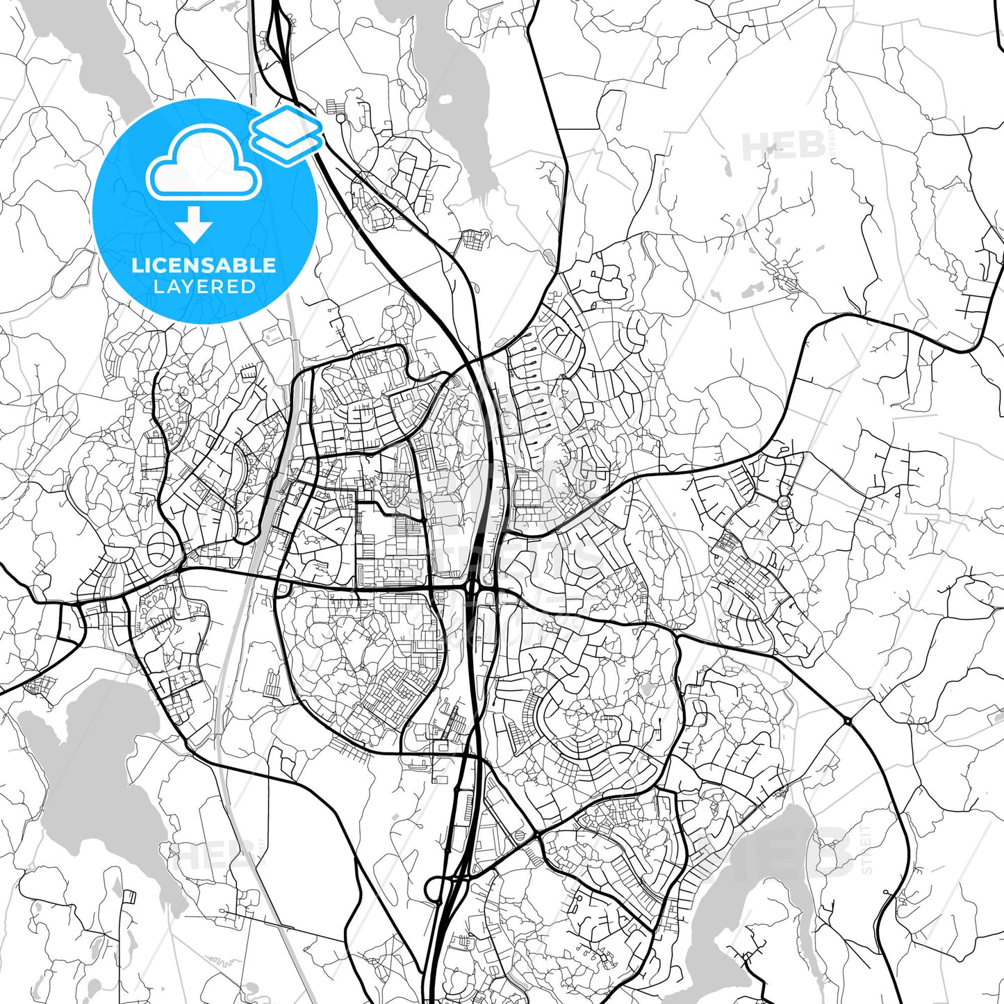 Layered PDF map of Upplands Väsby, Sweden