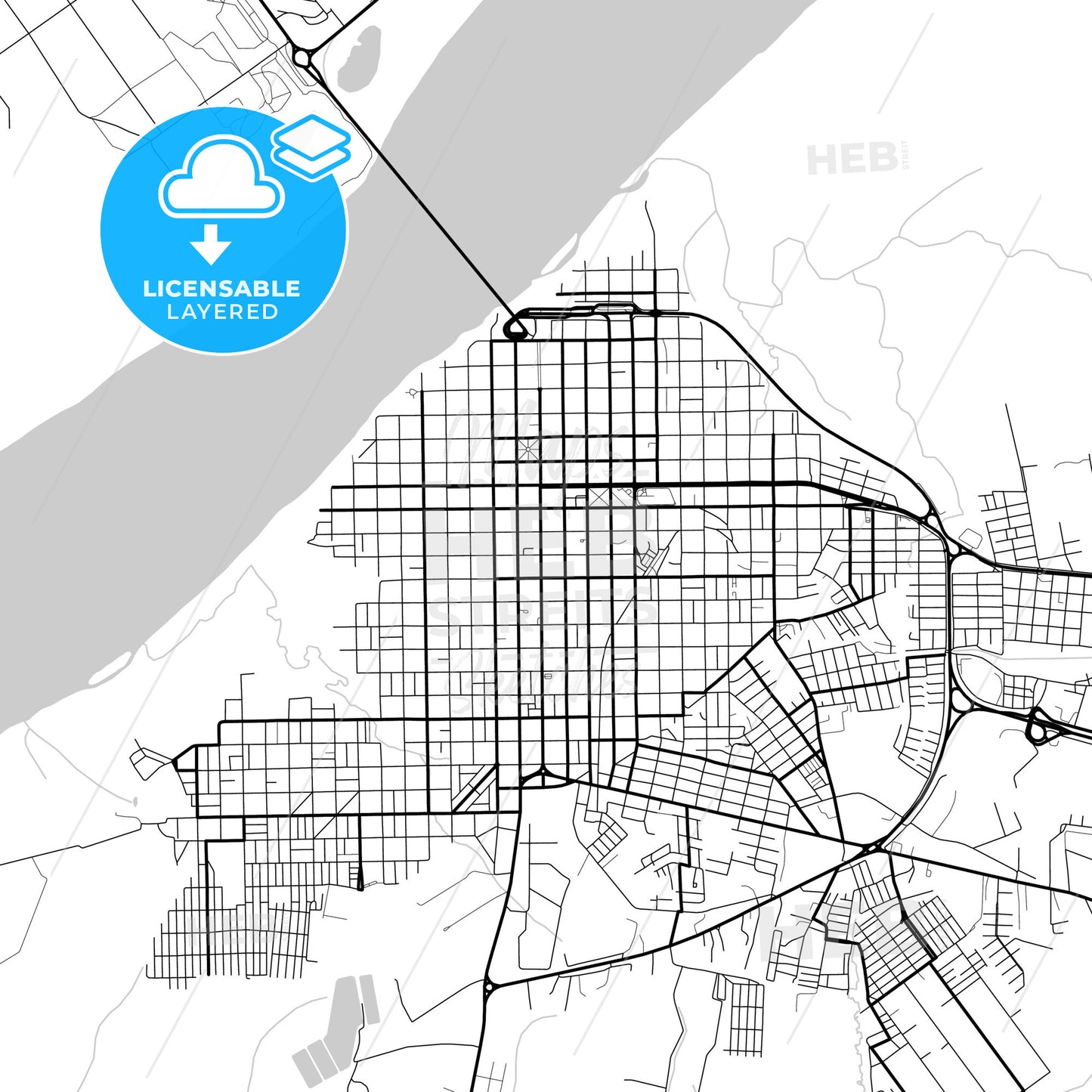 Layered PDF map of Uruguaiana, Brazil