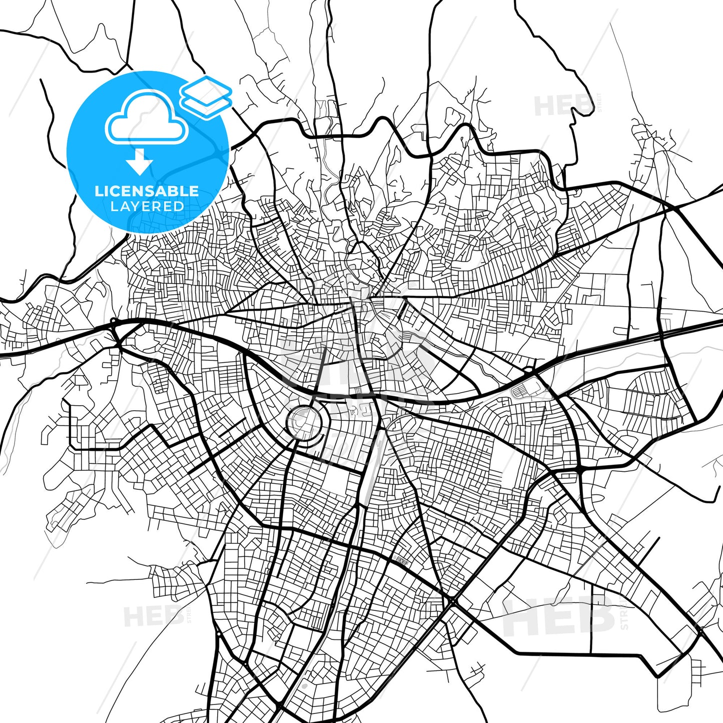 Layered PDF map of Uşak, Uşak, Turkey