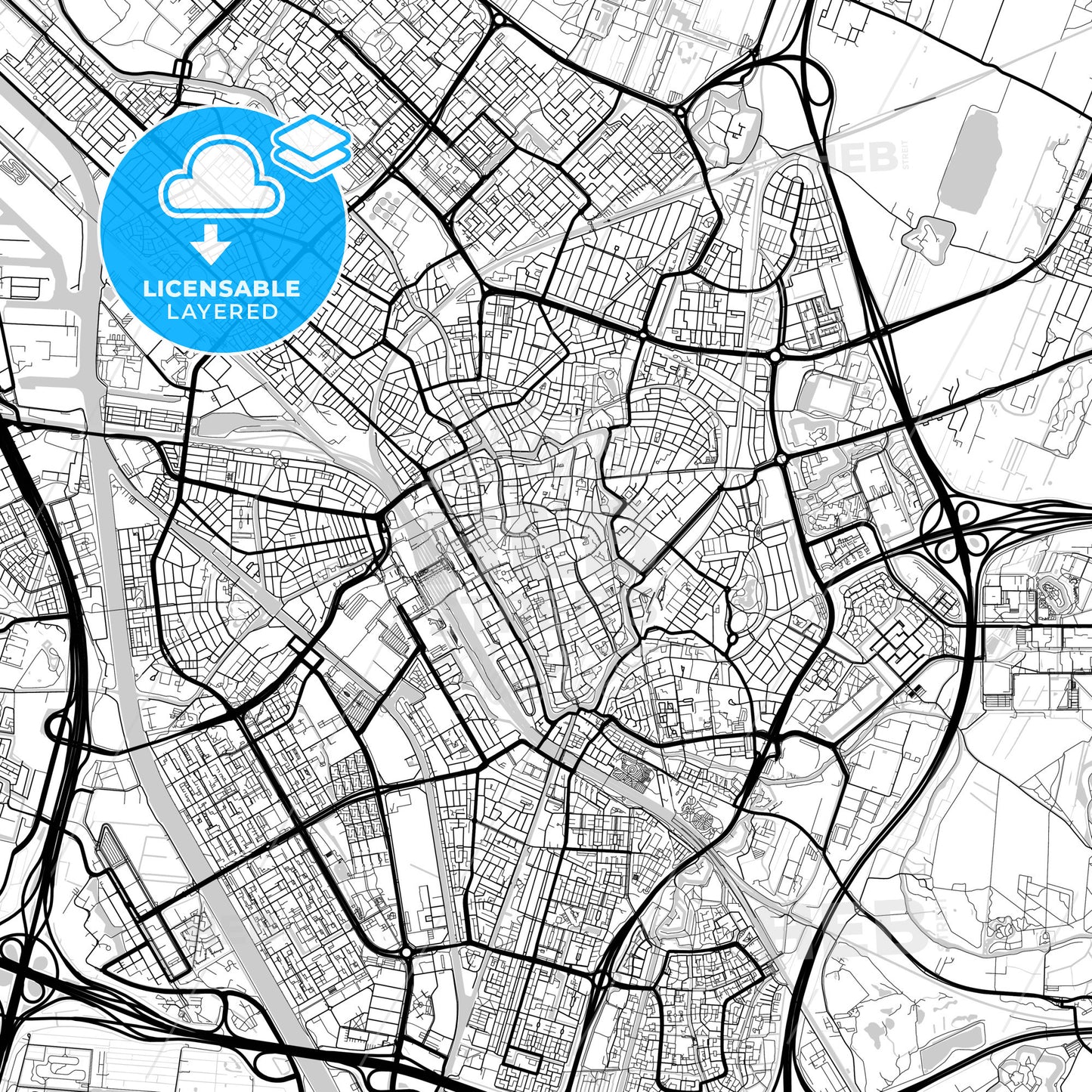 Layered PDF map of Utrecht, Utrecht, Netherlands