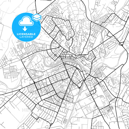 Layered PDF map of Uzhhorod, Zakarpattia Oblast, Ukraine