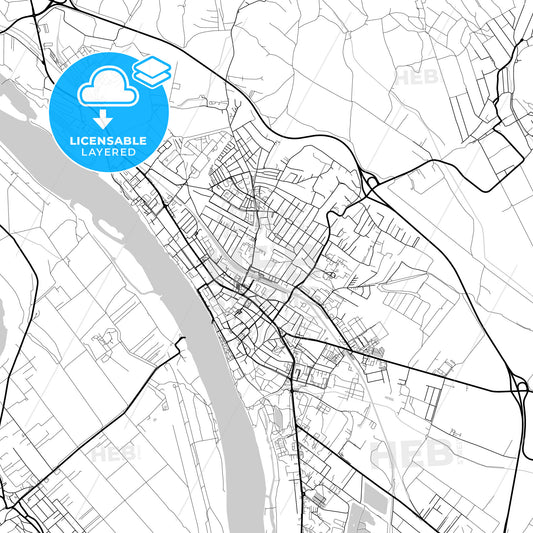 Layered PDF map of Vác, Pest, Hungary