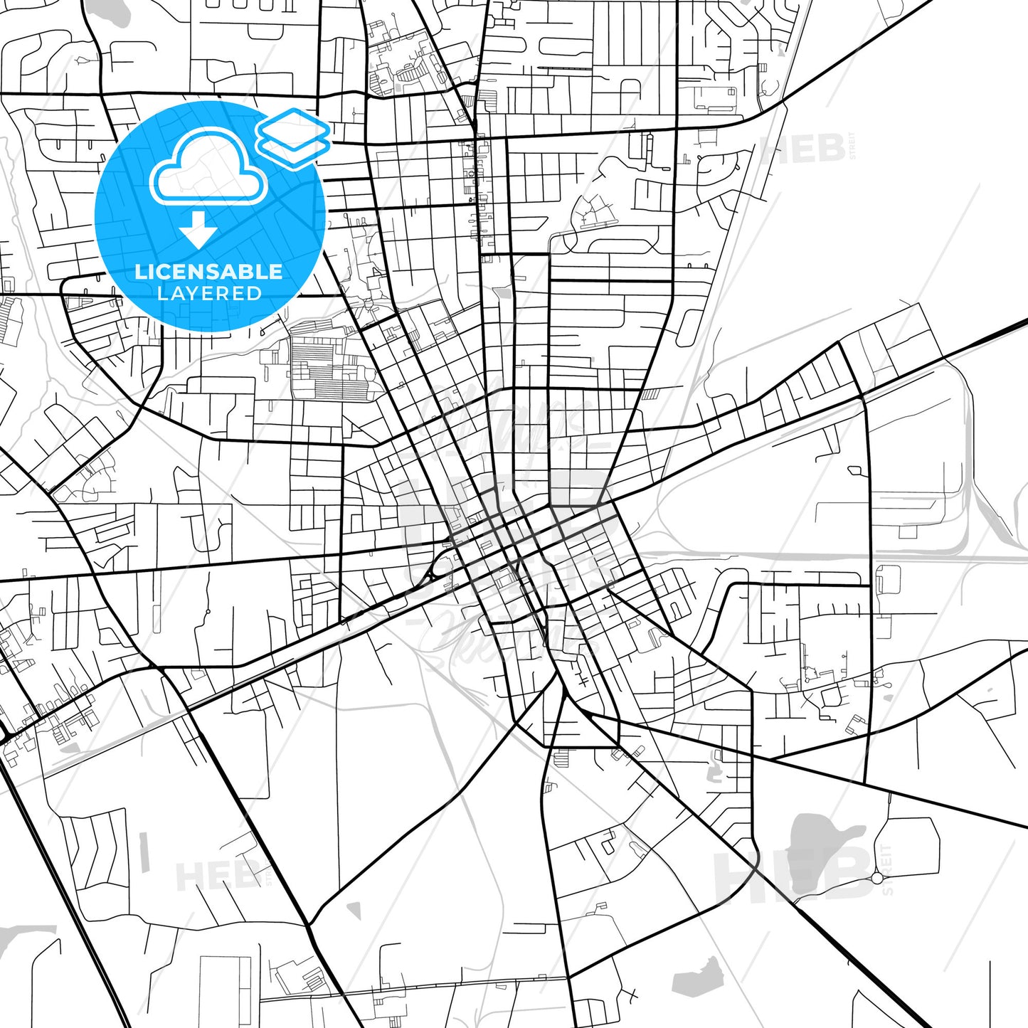 Layered PDF map of Valdosta, Georgia, United States