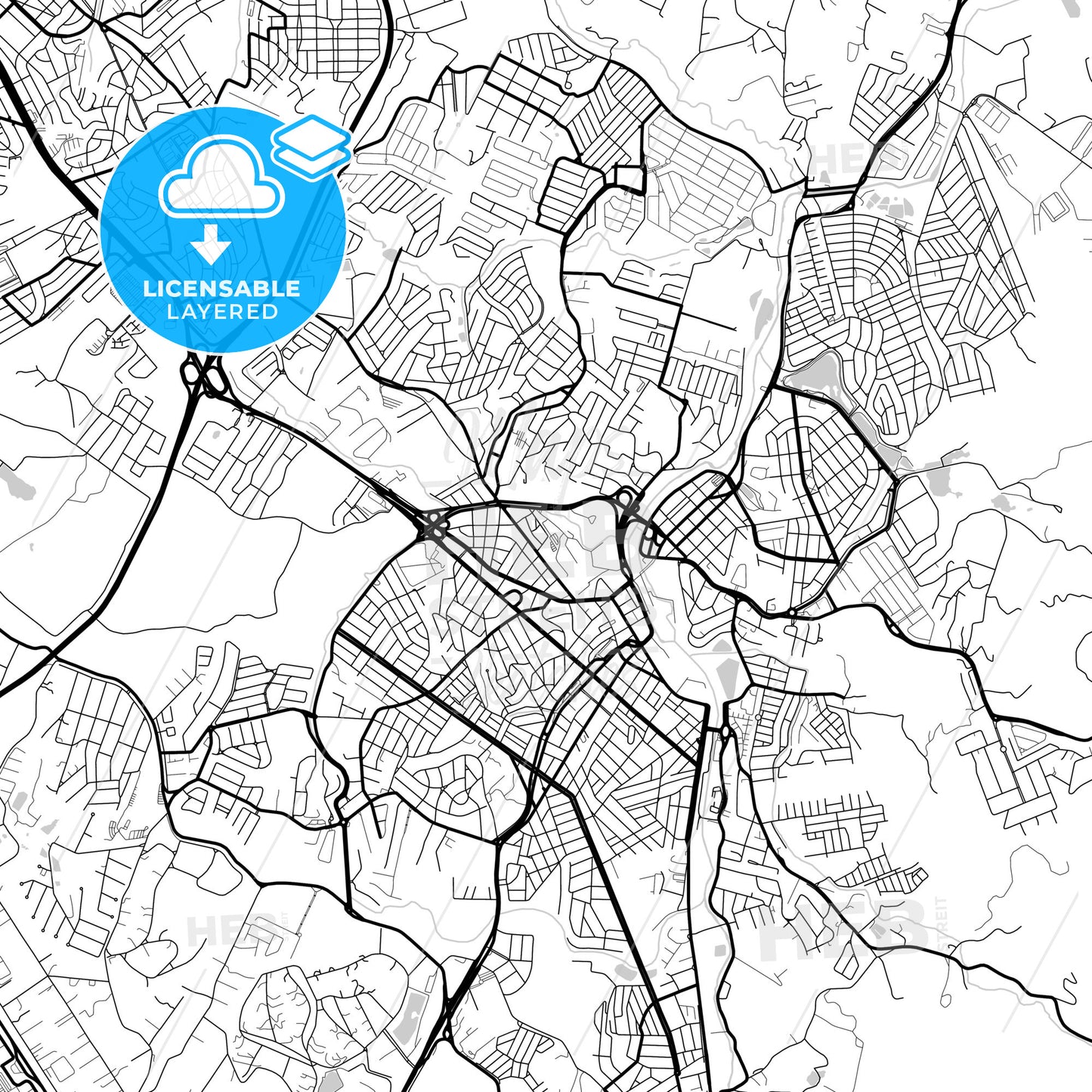 Layered PDF map of Valinhos, Brazil