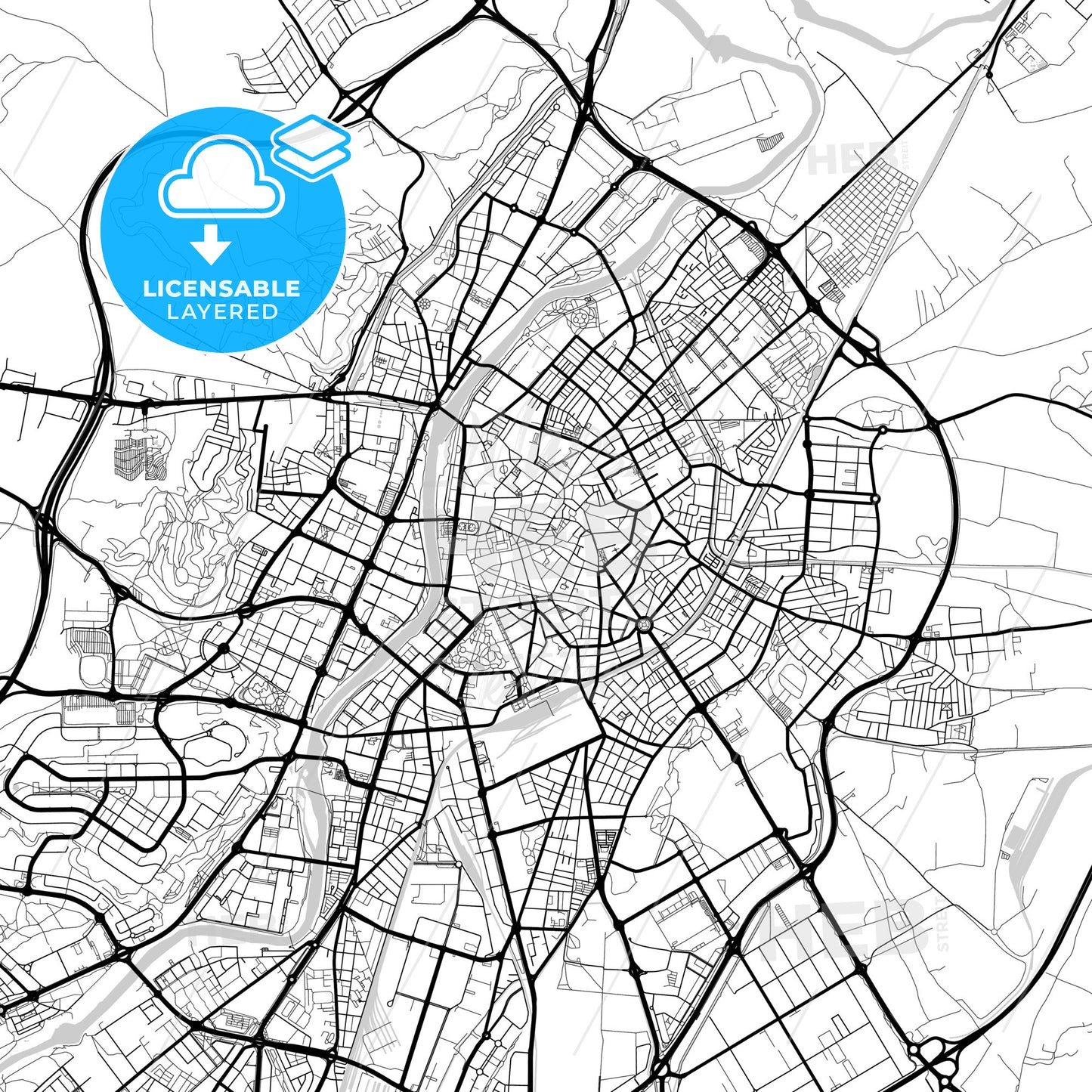 Layered PDF map of Valladolid, Spain