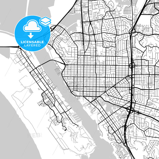 Layered PDF map of Vallejo, California, United States