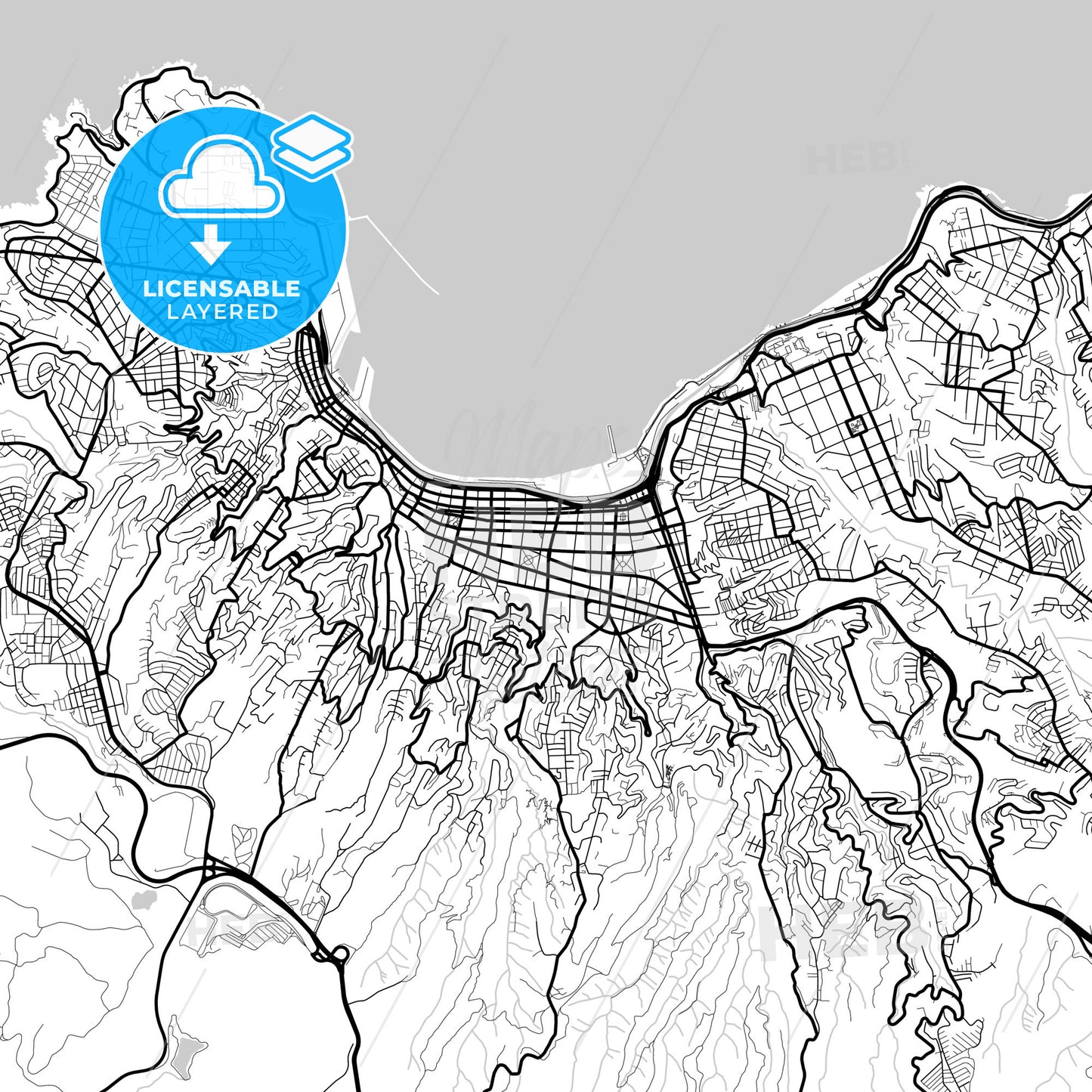 Layered PDF map of Valparaiso, Chile