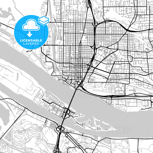 Layered PDF map of Vancouver, Washington, United States