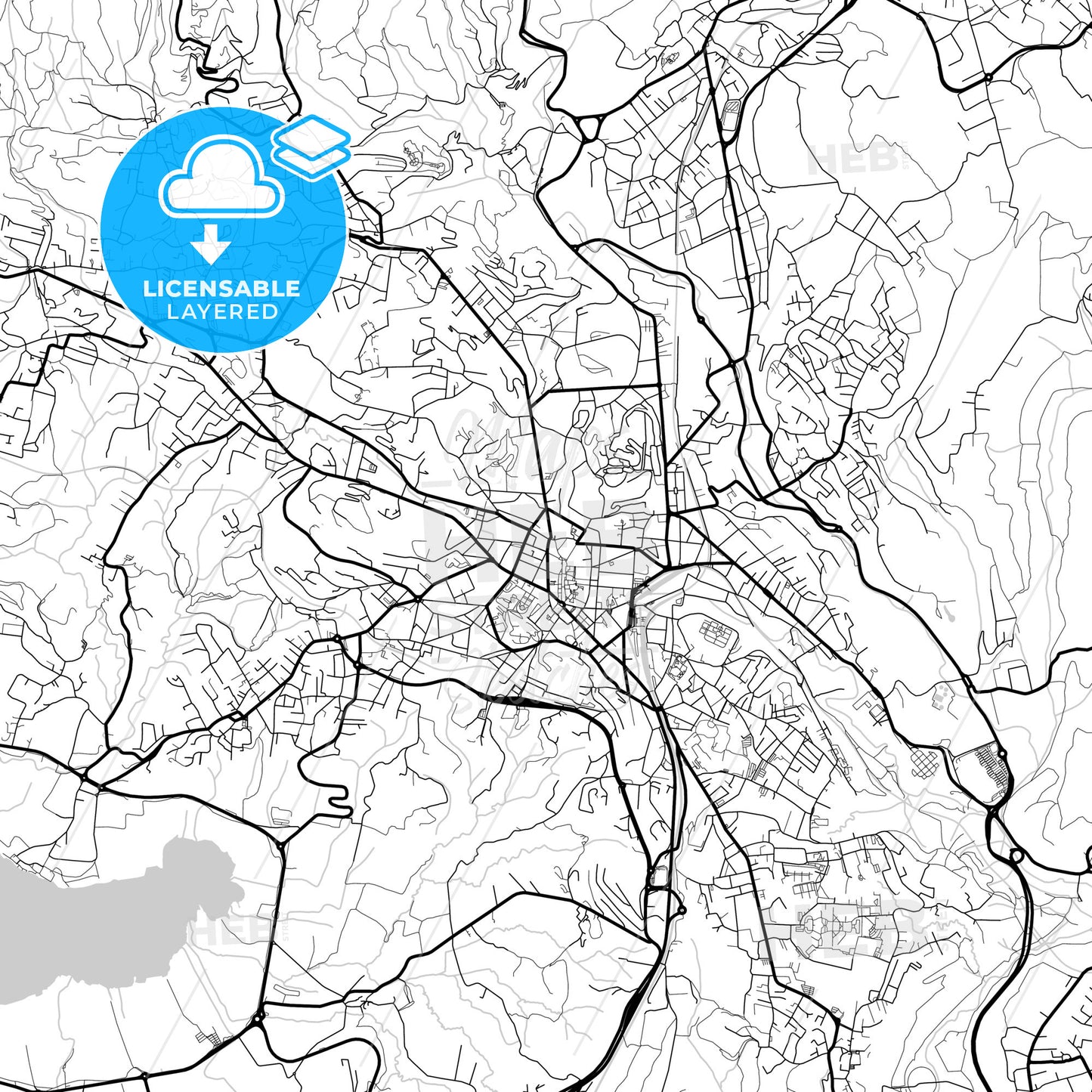 Layered PDF map of Varese, Lombardy, Italy