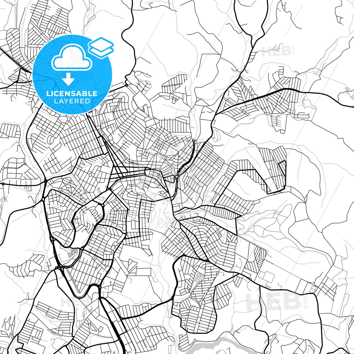 Layered PDF map of Varginha, Brazil