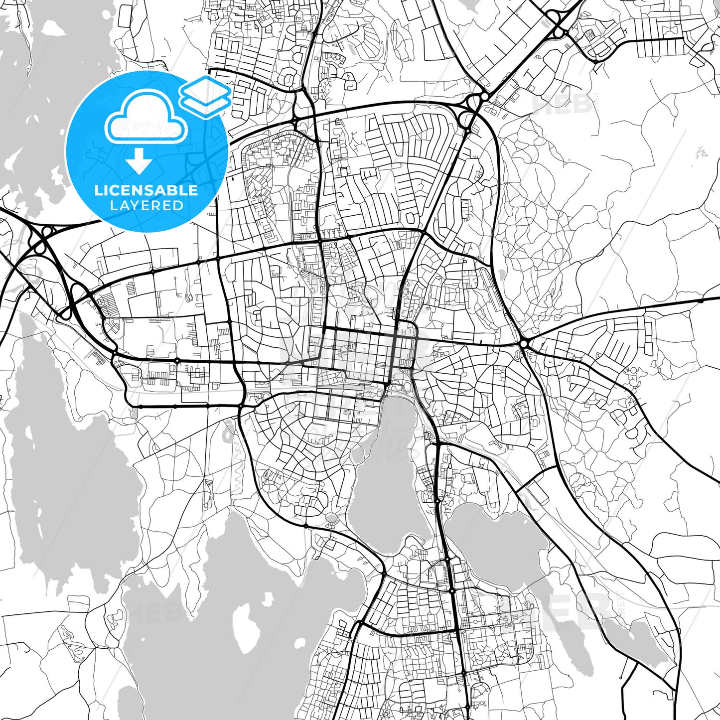 Layered PDF map of Växjö, Sweden