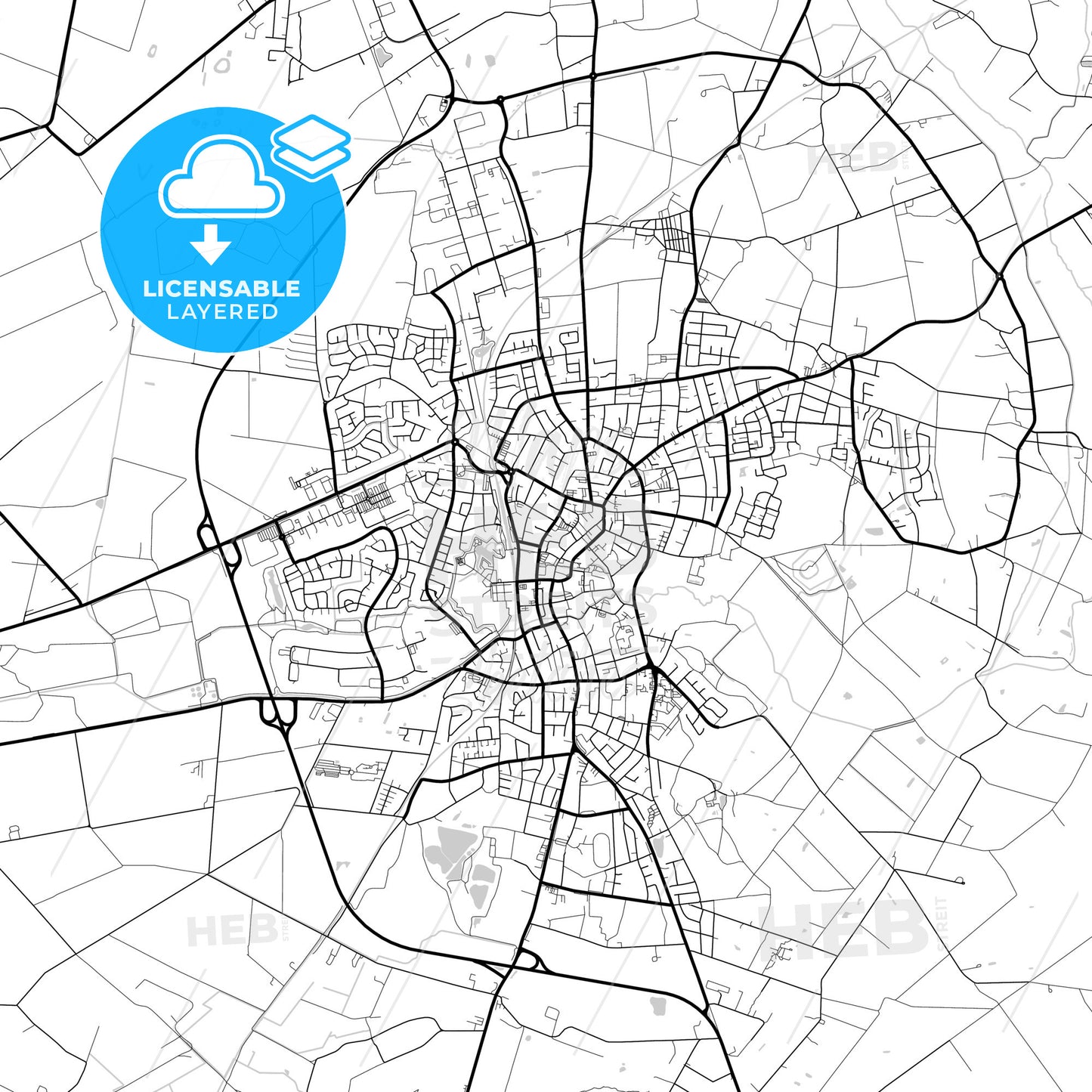 Layered PDF map of Vechta, Lower Saxony, Germany