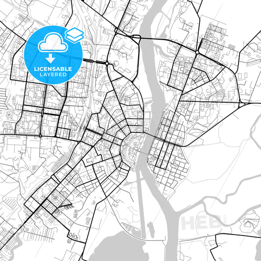 Layered PDF map of Veliky Novgorod, Novgorod Oblast, Russia