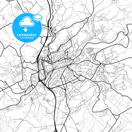 Layered PDF map of Verviers, Liège, Belgium