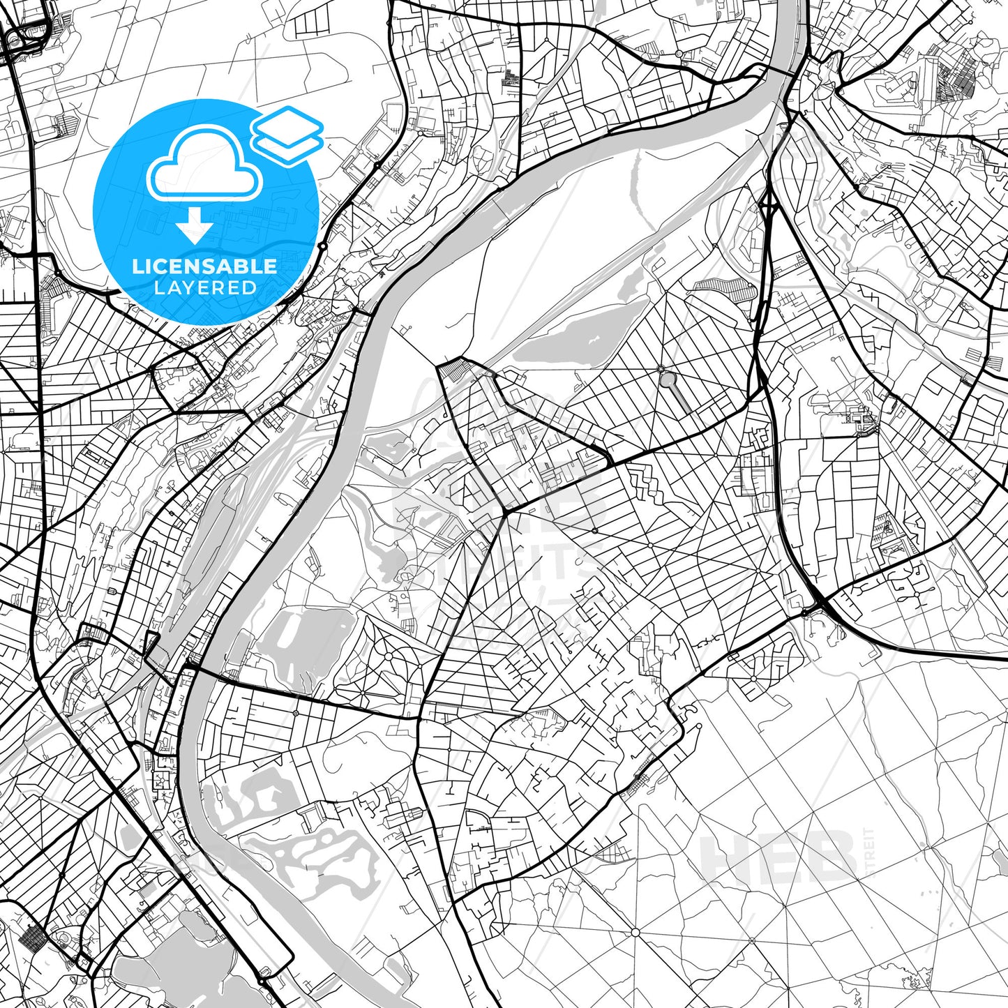 Layered PDF map of Vigneux-sur-Seine, Essonne, France