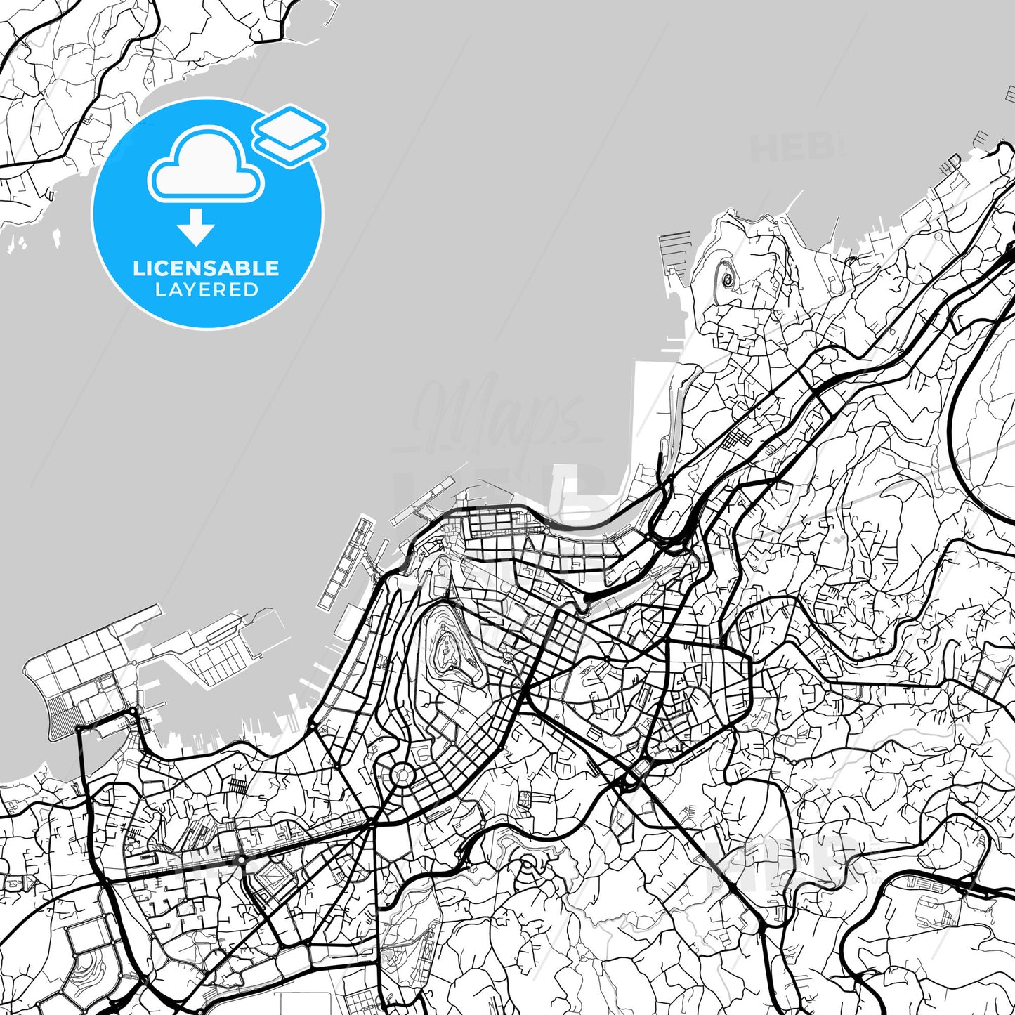 Layered PDF map of Vigo, Pontevedra, Spain