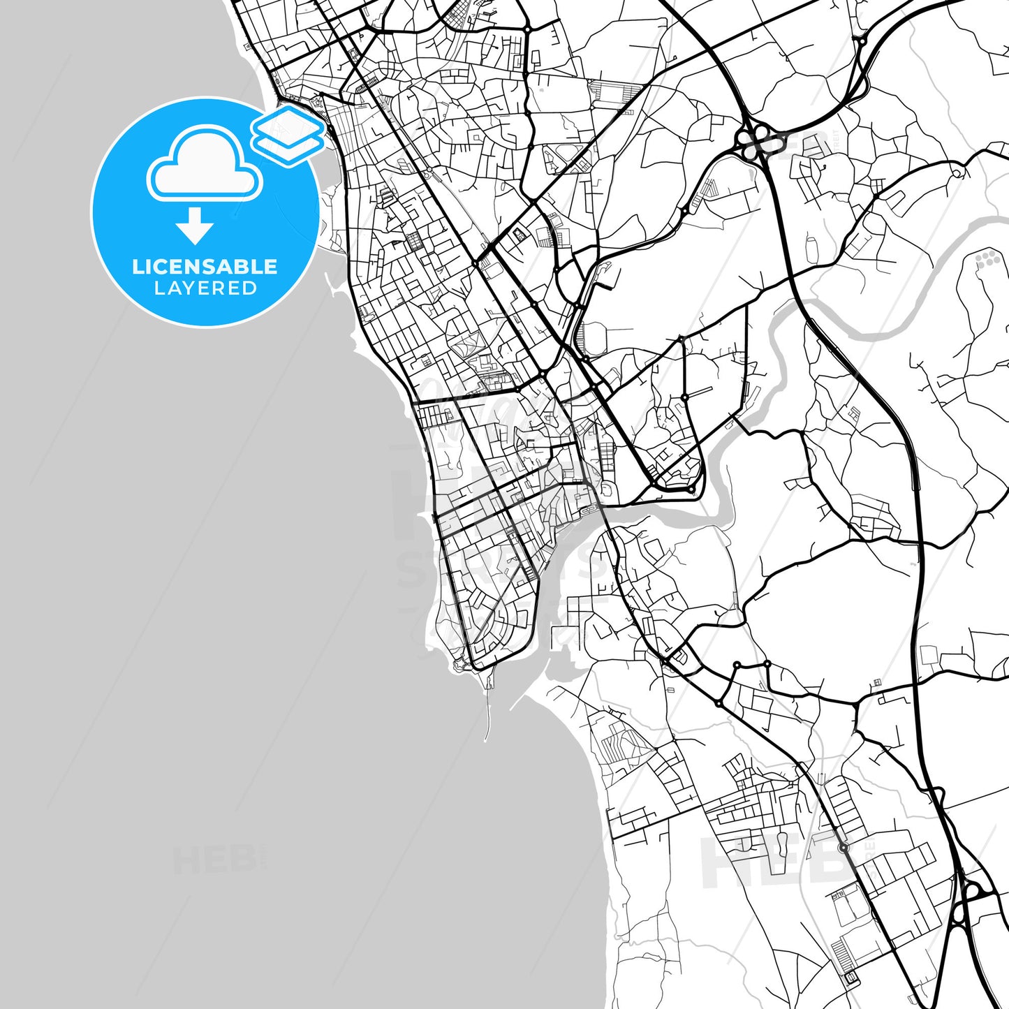 Layered PDF map of Vila do Conde, Porto, Portugal