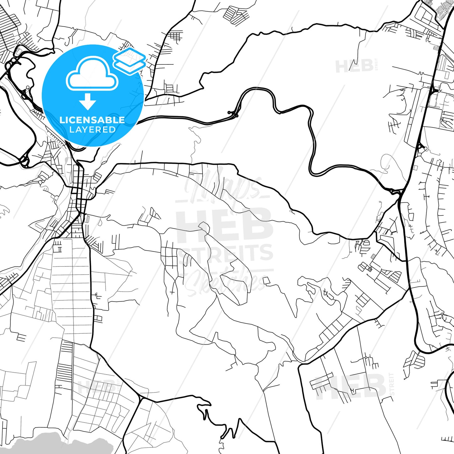 Layered PDF map of Villa Canales, Guatemala, Guatemala