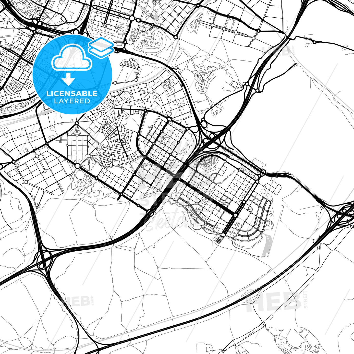 Layered PDF map of Villa de Vallecas, Madrid, Spain