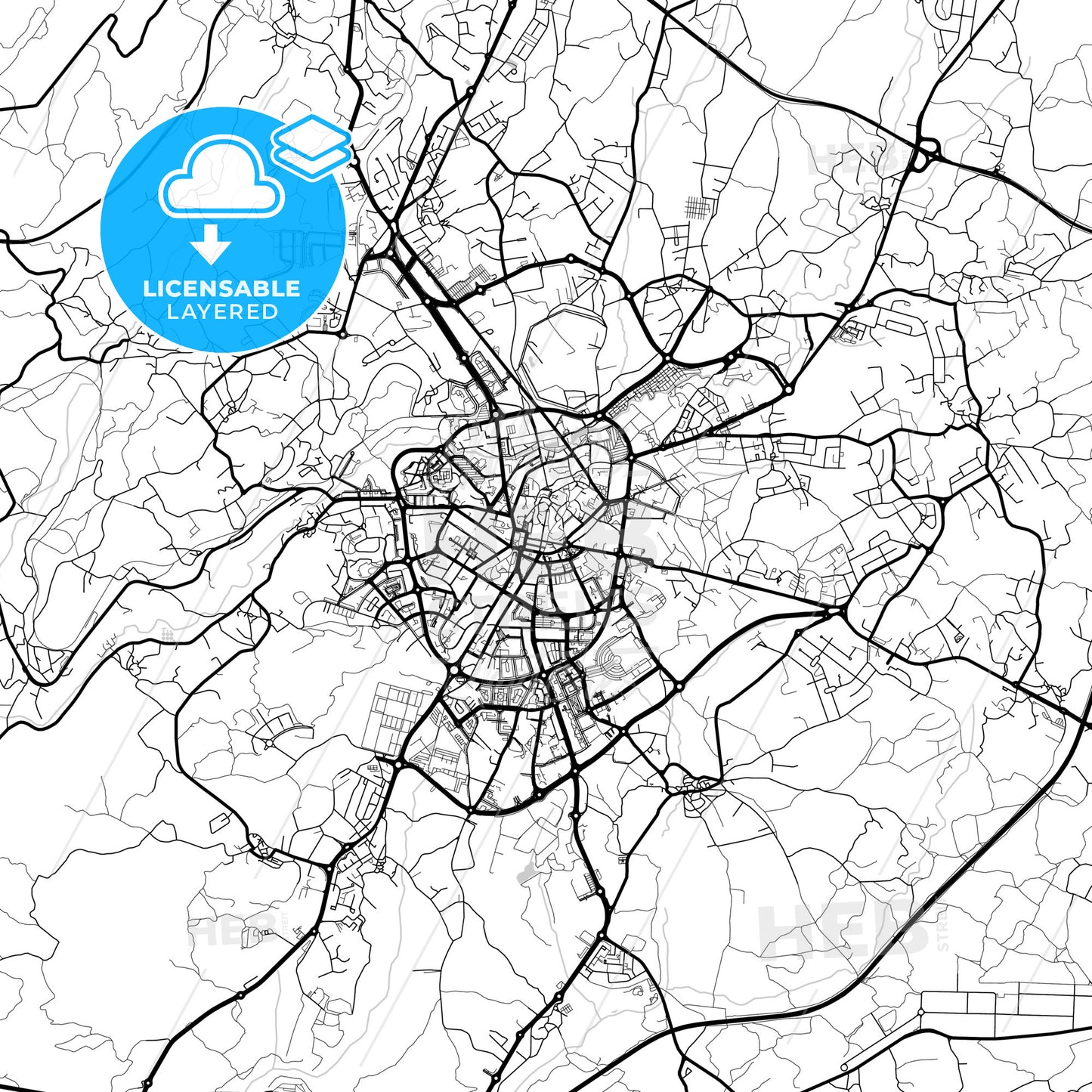 Layered PDF map of Viseu, Viseu, Portugal