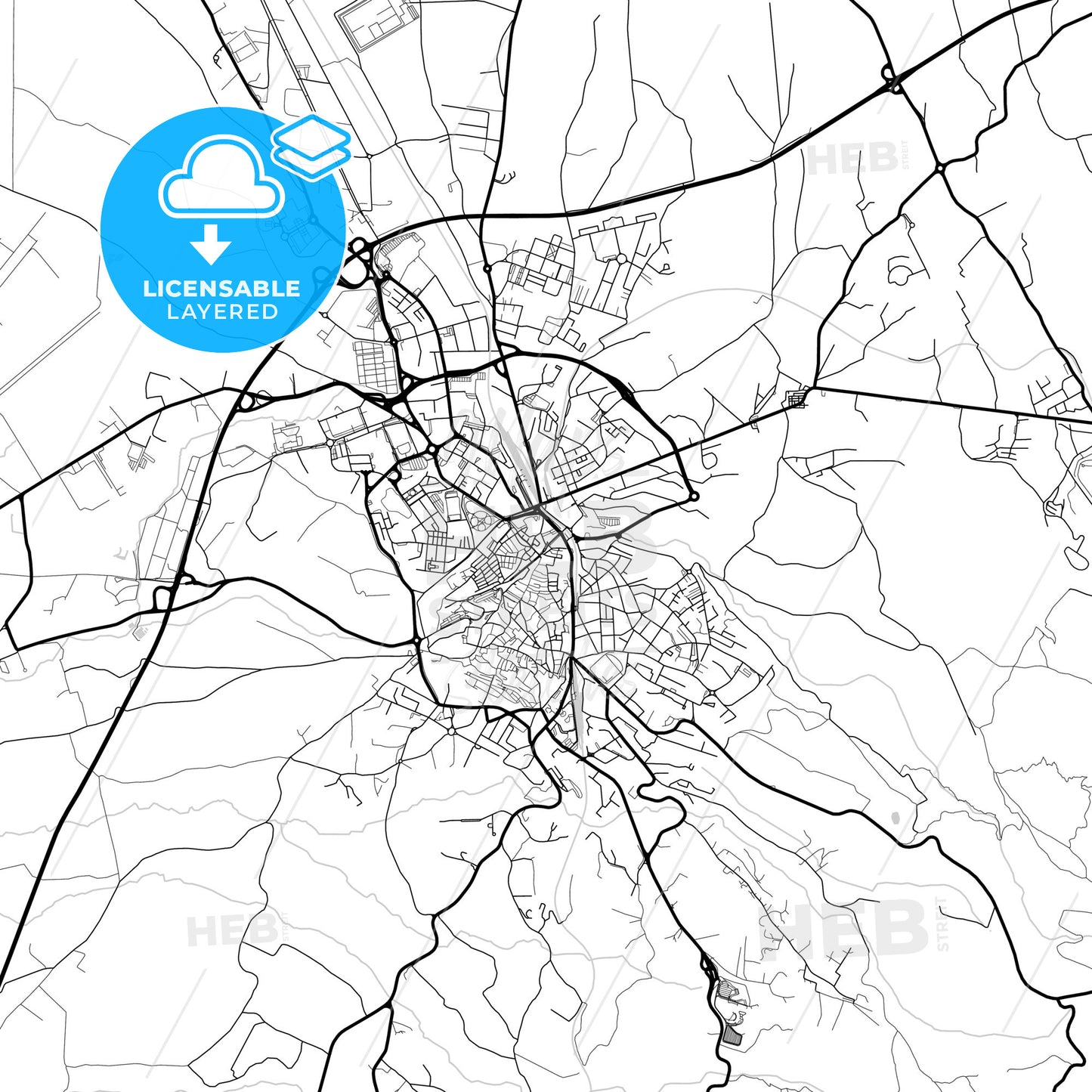 Layered PDF map of Viterbo, Lazio, Italy