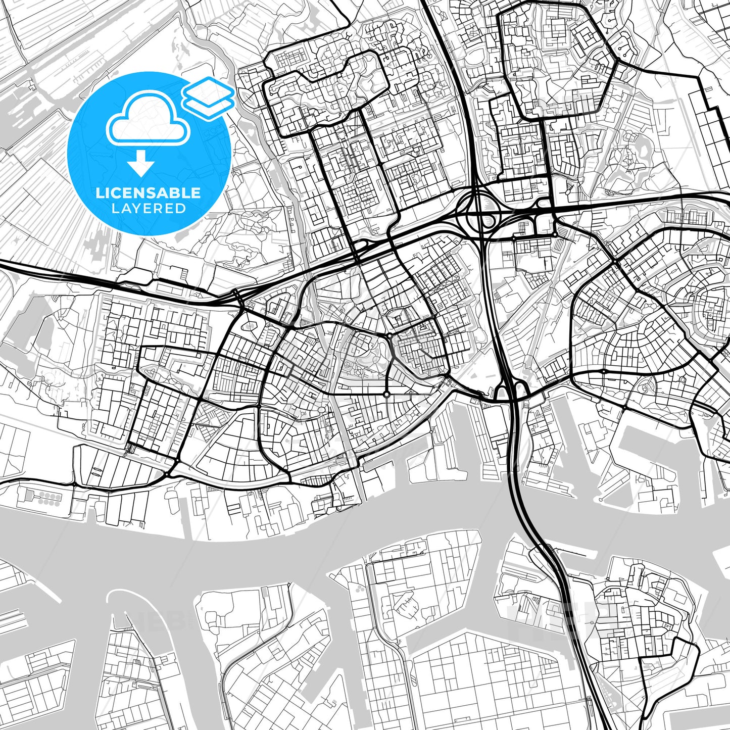 Layered PDF map of Vlaardingen, South Holland, Netherlands