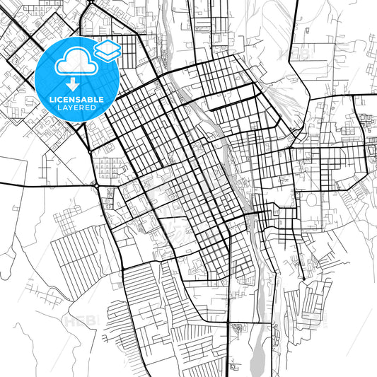 Layered PDF map of Vladikavkaz, Republic of North Ossetia-Alania, Russia