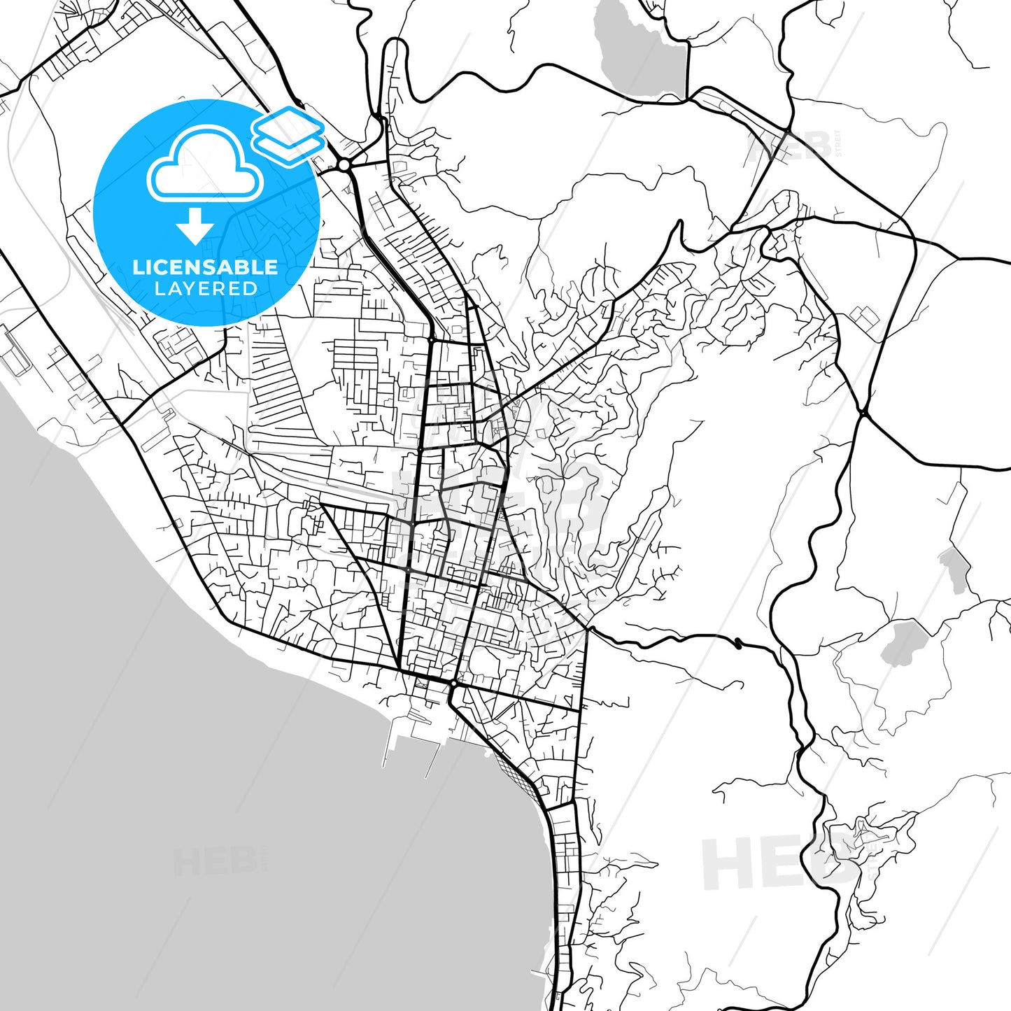 Layered PDF map of Vlorë, Albania