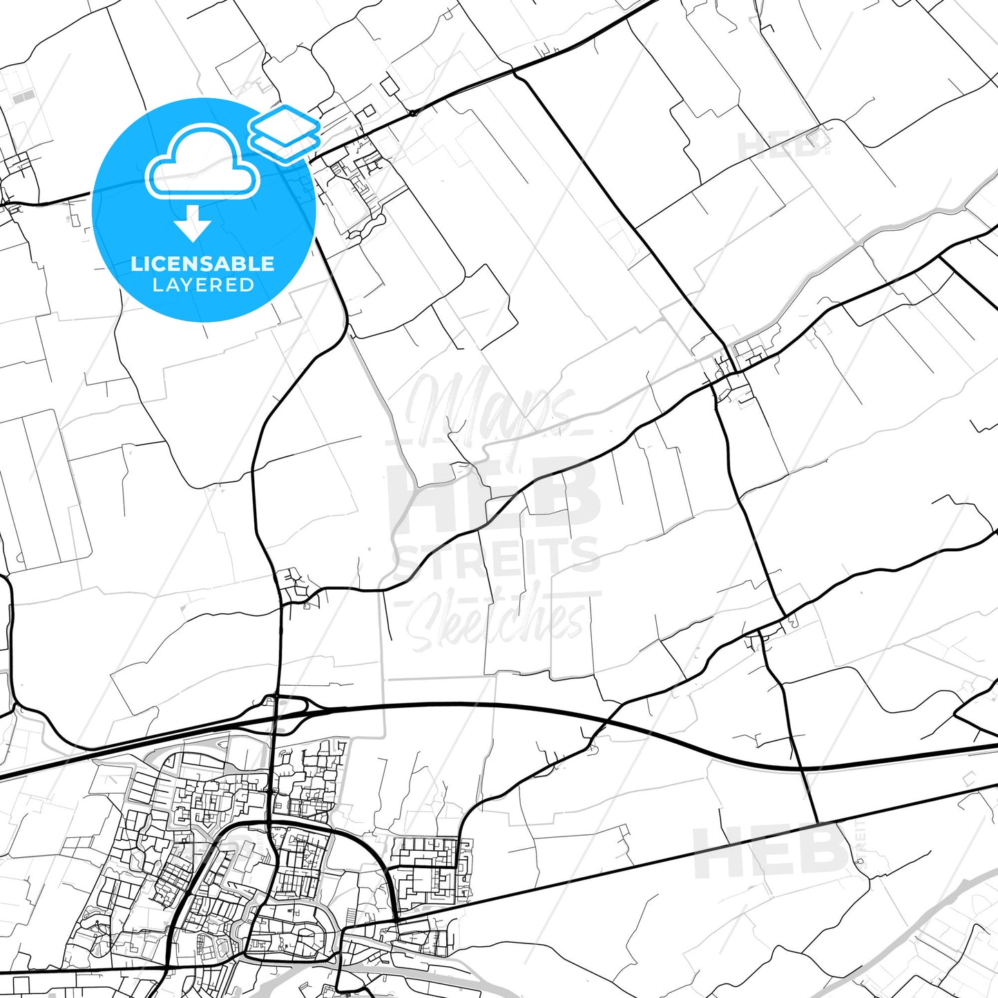 Layered PDF map of Waadhoeke, Friesland, Netherlands