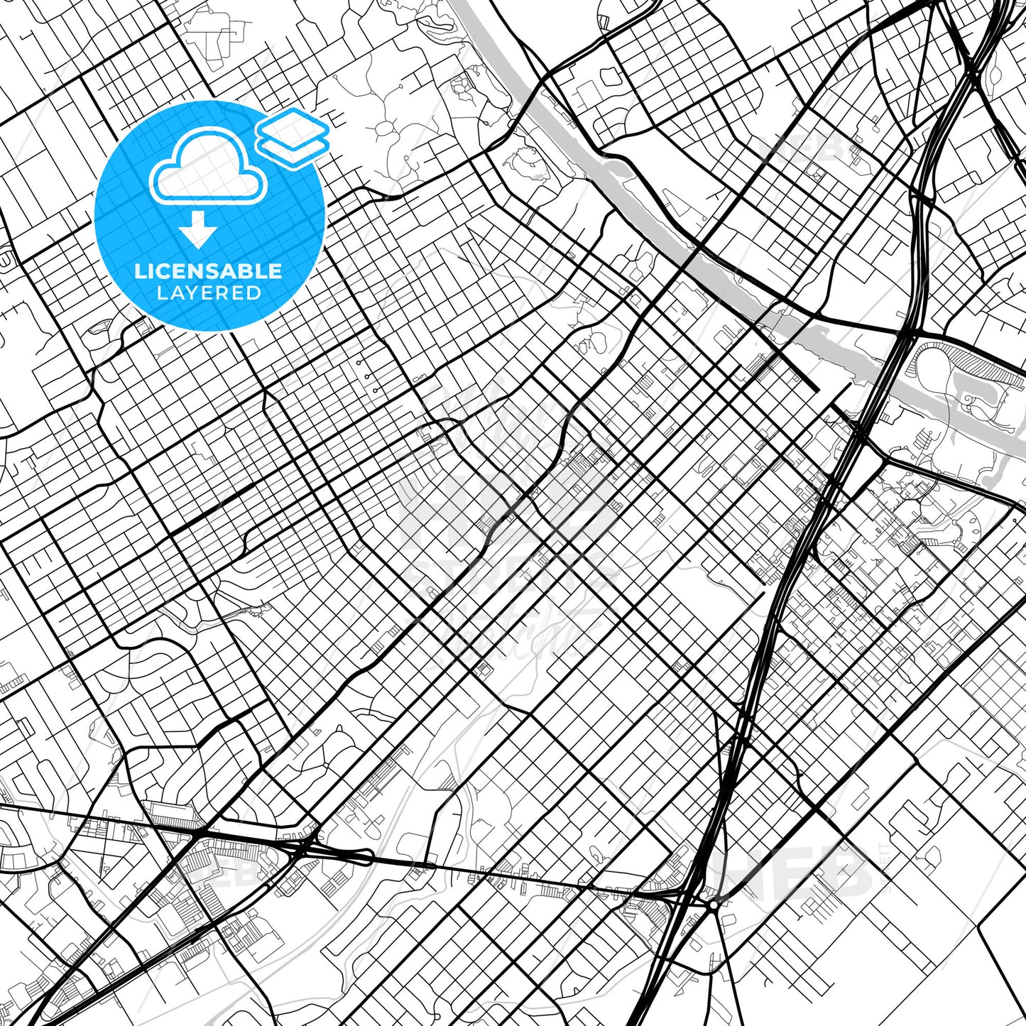 Layered PDF map of Waco, Texas, United States