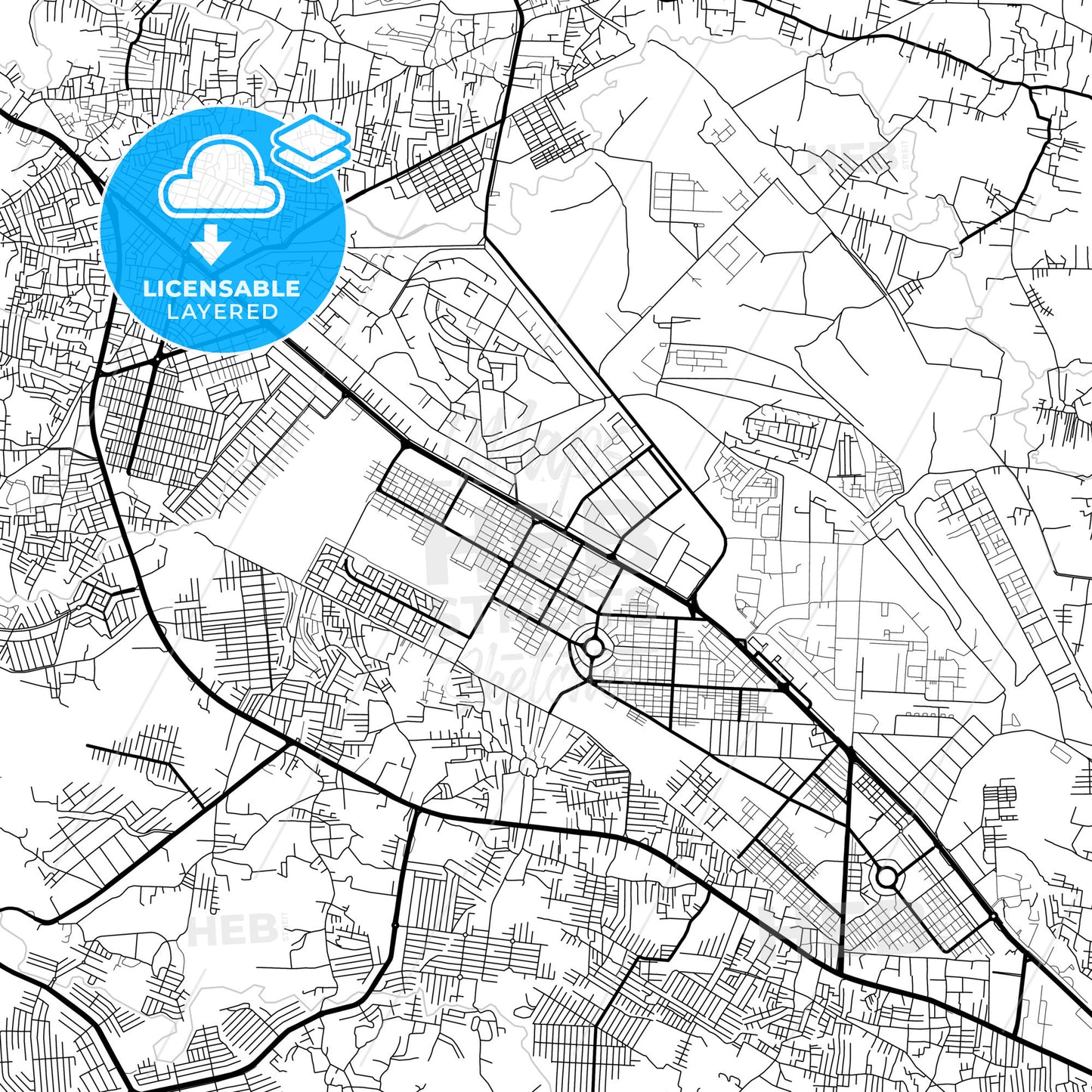 Layered PDF map of Wah Cantonment, Punjab, Pakistan