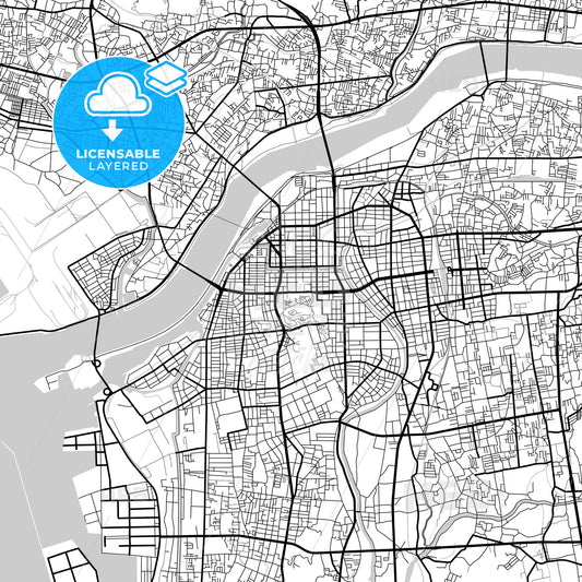 Layered PDF map of Wakayama, Wakayama, Japan