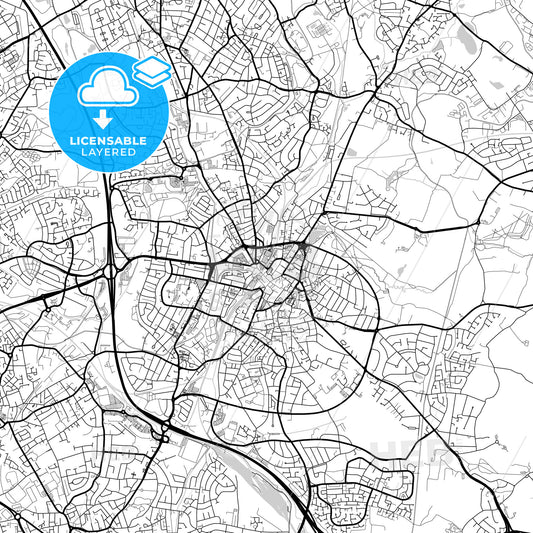 Layered PDF map of Walsall, West Midlands, England
